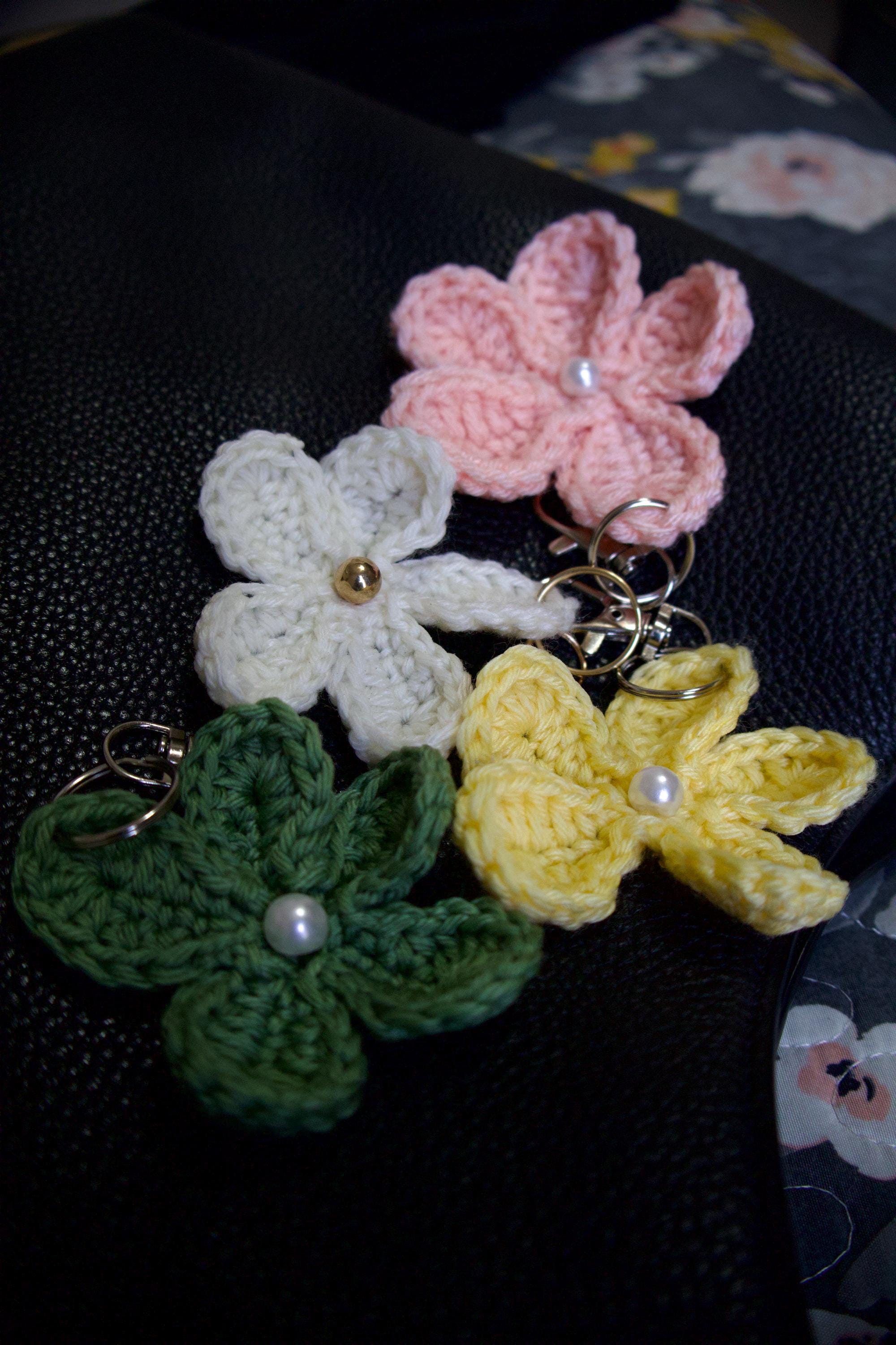 Crochet Single Flower Keychain/Purse Charm