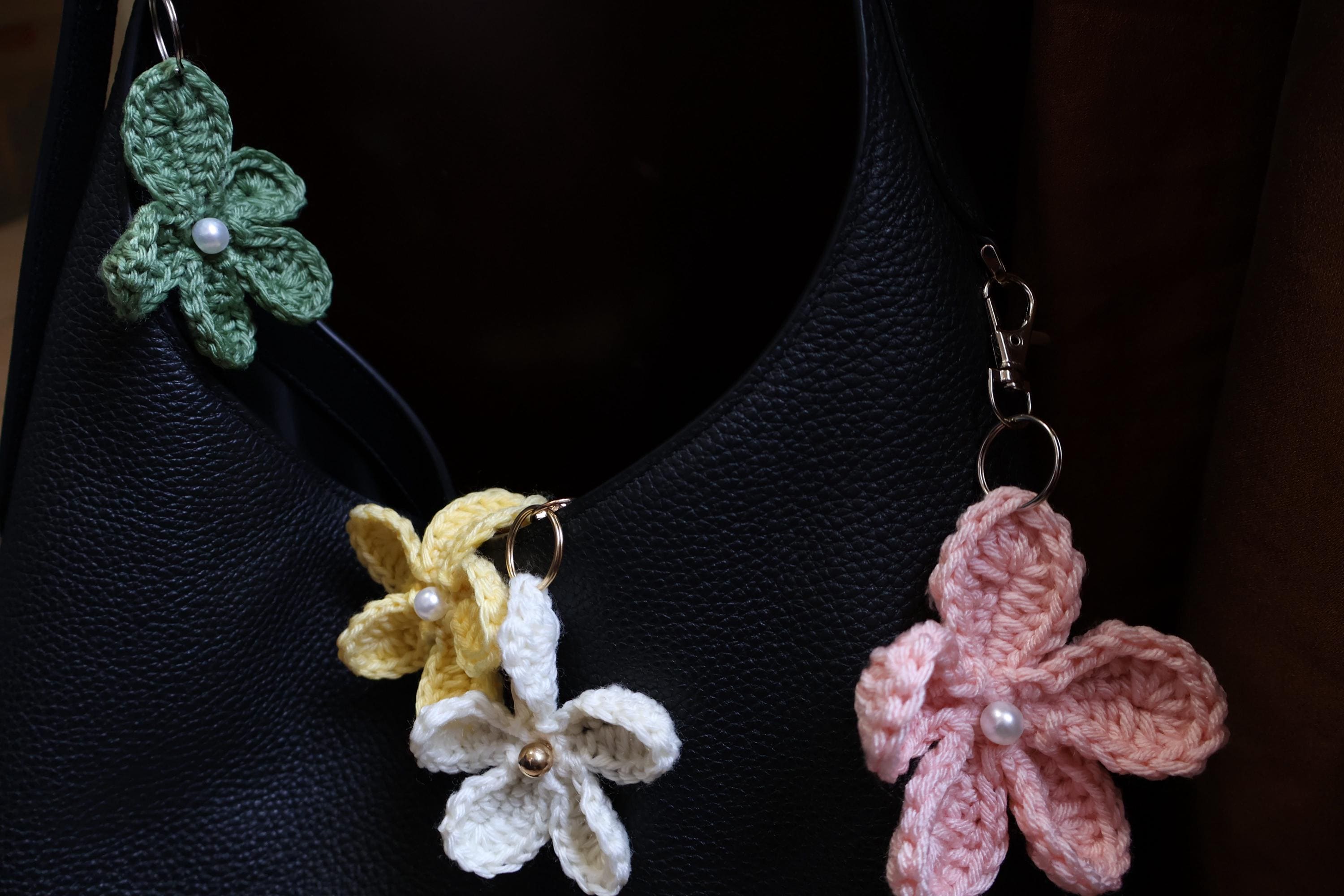 Crochet Single Flower Keychain/Purse Charm