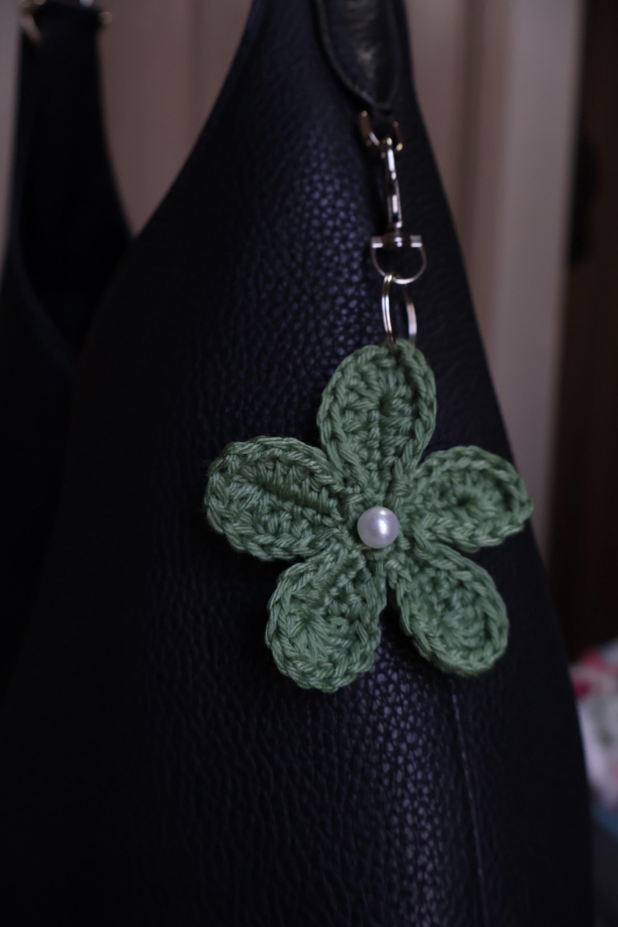 Crochet Single Flower Keychain/Purse Charm